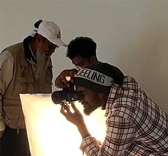 Students participating in community event